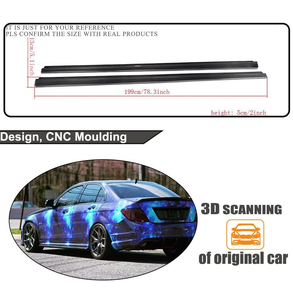 Carbon Fiber Side Skirts for Mercedes Benz W204 C63 AMG Sedan2008-2014 | Car Body Side Skirt Extensions Panel Anti Scratch Sp