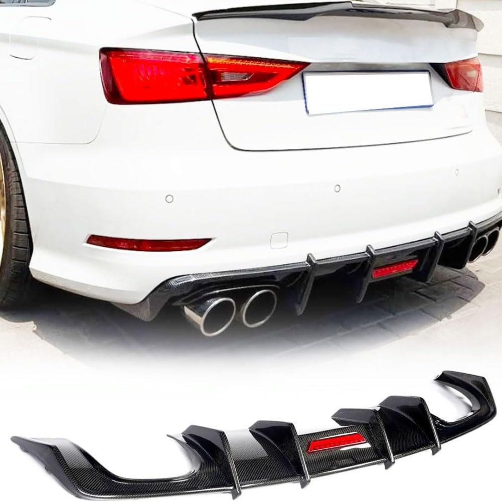 S3 Carbon Fiber Rear Diffuser Compatible with Audi A3 Sline S3 Sedan 2013-2016 Lower Bumper Lip Spoiler Body Kit Factory Outl
