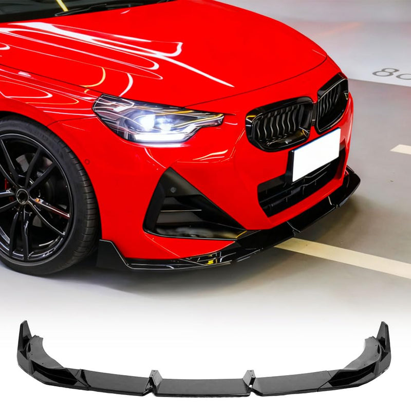 Gloss Black Front Lip Spoiler Compatible with BMW 2-Serie G42 220i 230i M240i Coupe M Sport Bumper 2021-2023 ABS Car Front Bu
