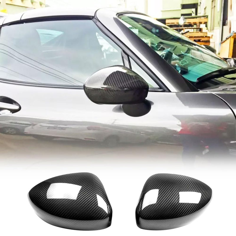 Dry Carbon Fiber Mirror Caps Compatible with Mazda MX-5 Miata MX5 2016-2024 Add on Style Side Rearview Mirror Cover Caps Exte