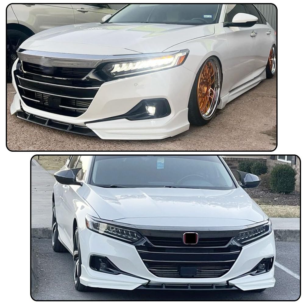 White Pearl Front Bumper Lip for Honda Accord 2021-2022 ABS | Auto Front Chin Spoiler Splitter Protector 3PCS