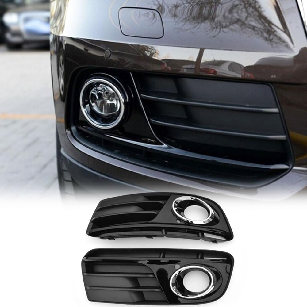 Gloss Black Fog Light Cover Trim Compatible with Audi Q5 2013-2015 ABS Gloss Black Front Bumper Chrome Lower Grille Car Acces