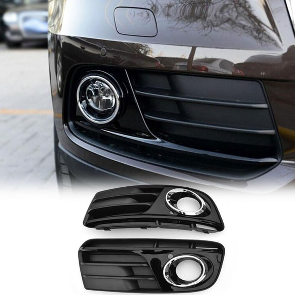 Gloss Black Fog Light Cover Trim Compatible with Audi Q5 2013-2015 ABS Gloss Black Front Bumper Chrome Lower Grille Car Acces