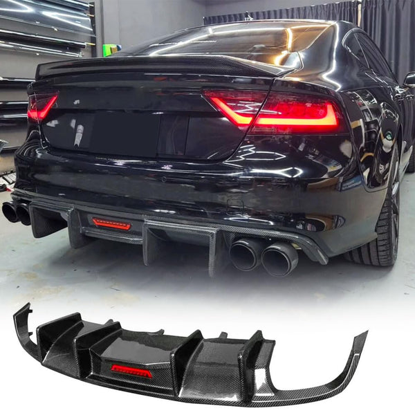 Carbon Fiber Rear Diffuser for Audi A7 Standard 2012-2015 Pre-Facelift Customized Rear Lower Bumper Lip Spoiler Body Kit