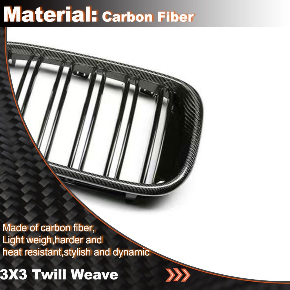 Carbon fiber Front Kidney Grille Racing Grill Compatible with BMW X3 G01 X4 G02 X3M F97X4M F98 2019-2022 Front Hood Grille Co