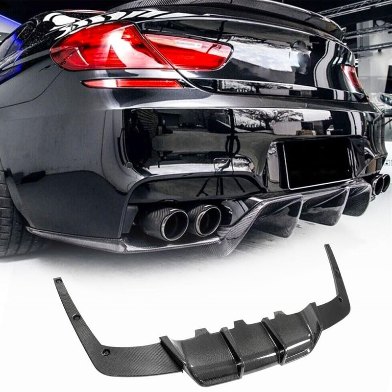 Carbon Fiber Rear Diffuser Compatible with BMW 6 Series F06 F12 F13 M6 2Door 4Door 2013-2018 Lower Bumper Lip Spoiler Body Ki