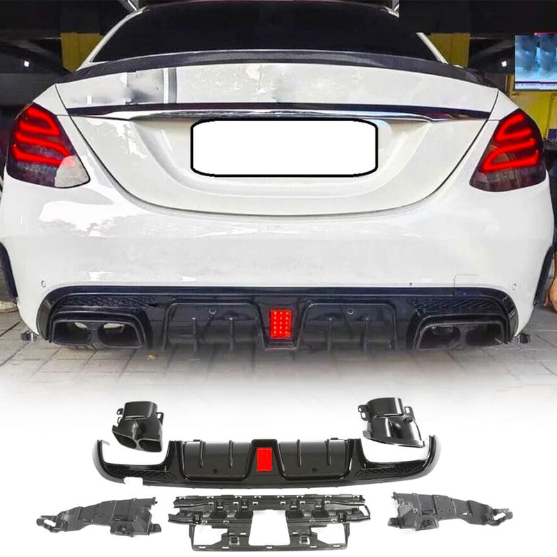 Rear Diffuser for Mercedes Benz C Class W205 C300 C350 C400 Sport C43 C63 AMG Sedan 2015-2021 PP Under Bumper Chin Diffuser L