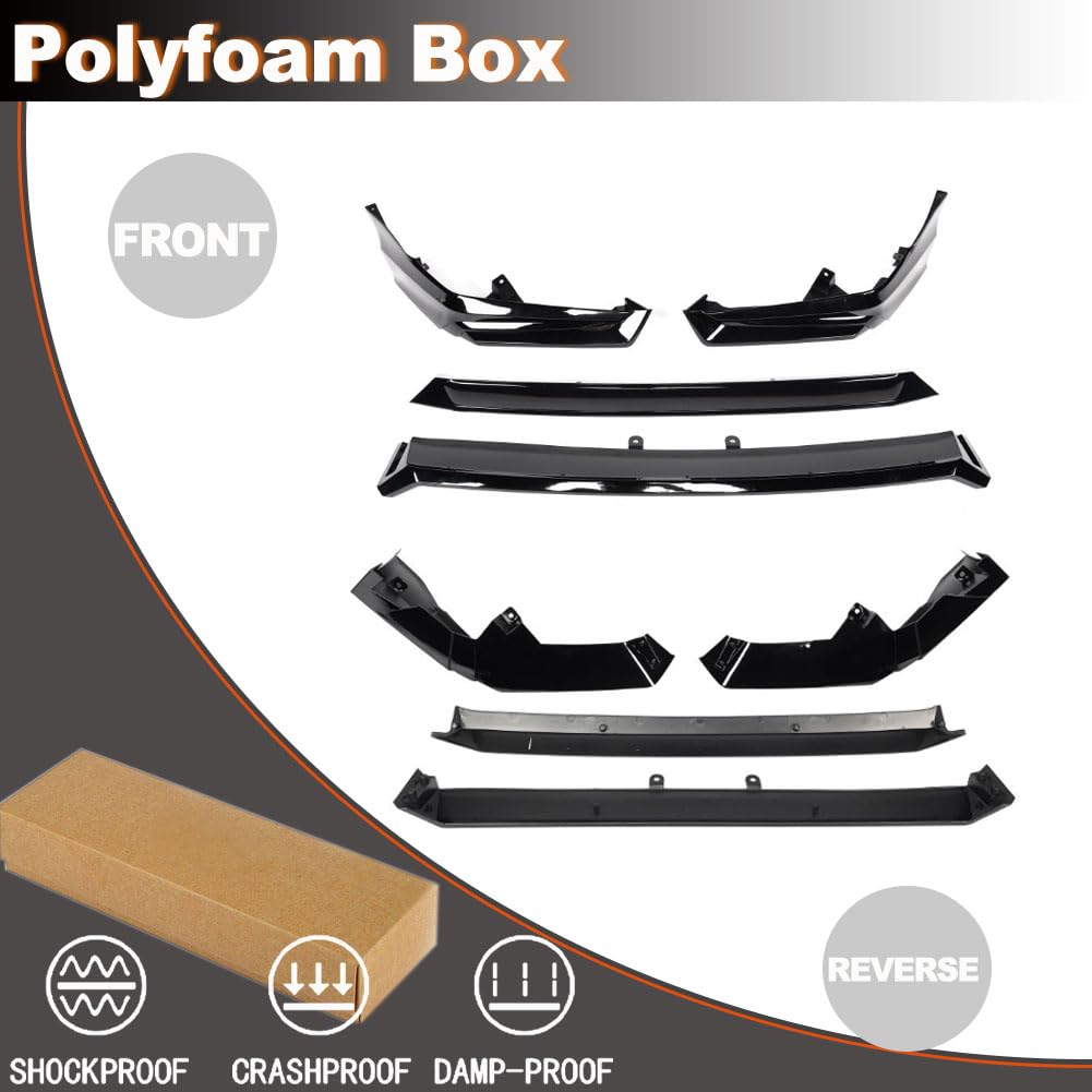 Gloss Black Front Lip Spoiler Compatible with Honda Civic Sedan 2022-2024 PP Car Front Bumper Lower Spoiler Lip Splitter Body