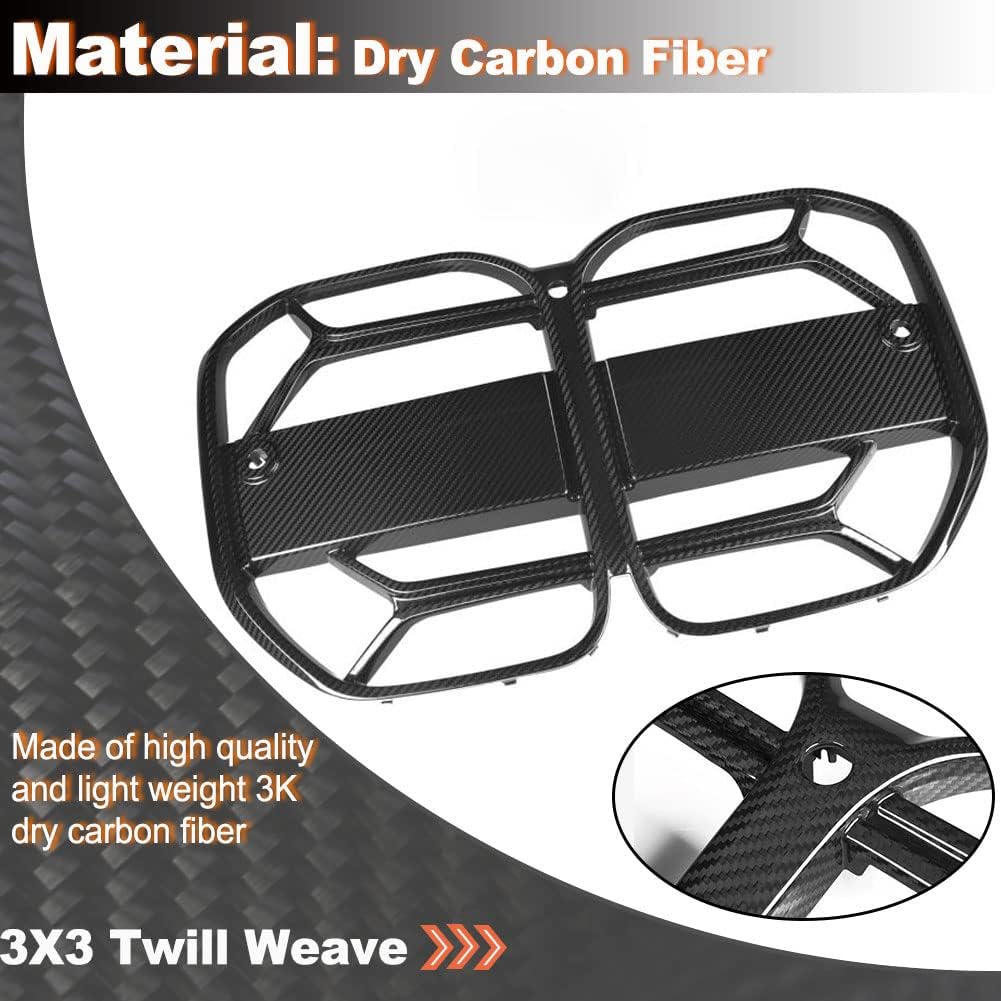 Dry Carbon Fiber Front Bumper Grille for BMW G22 G23 430i Coupe Convertible 2Door 2021-2023 Auto Racing Grid Front Kidney Gri