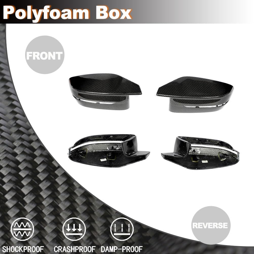 Dry Carbon Fiber Mirror Cover Compatible with BMW 3 4 Series G80 M3 G82 G83 M4 2021-2022 2D 4D Replacement Style Rearview Mir