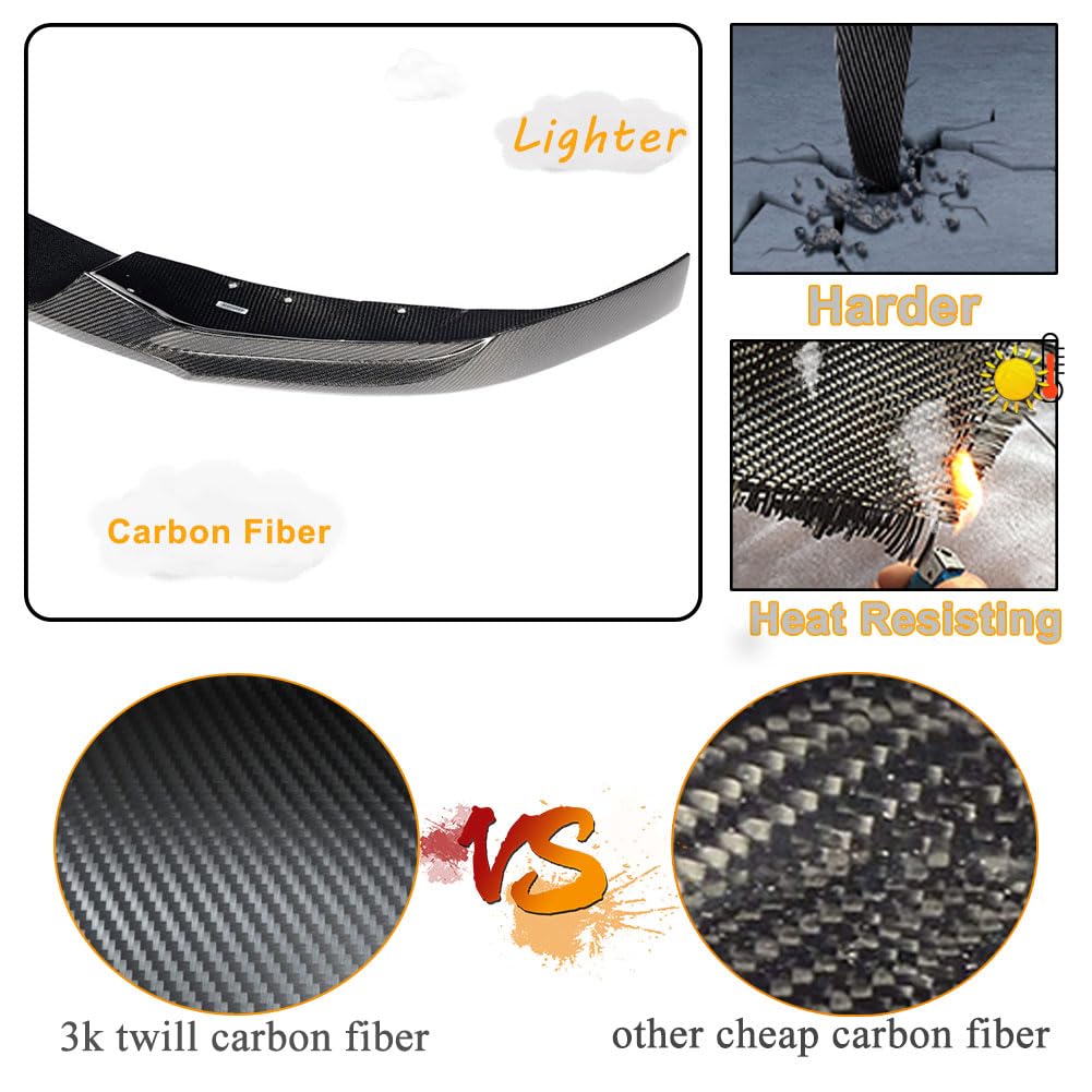 Real Carbon Fiber Front Lip Compatible with BMW 5 Series G30 530i Base Sedan 4-Door LCI 2021-2023 Chin Spoiler Splitter Prote