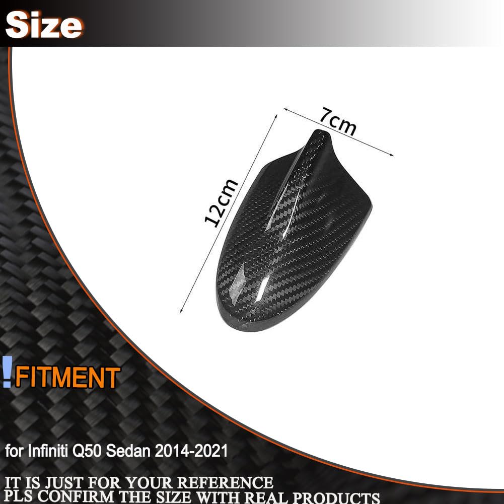 Dry Carbon Fiber Shark Fin Antenna Cover Fits for Infiniti Q50 Sedan 2014-2021 Auto Cars Antenna Accessories