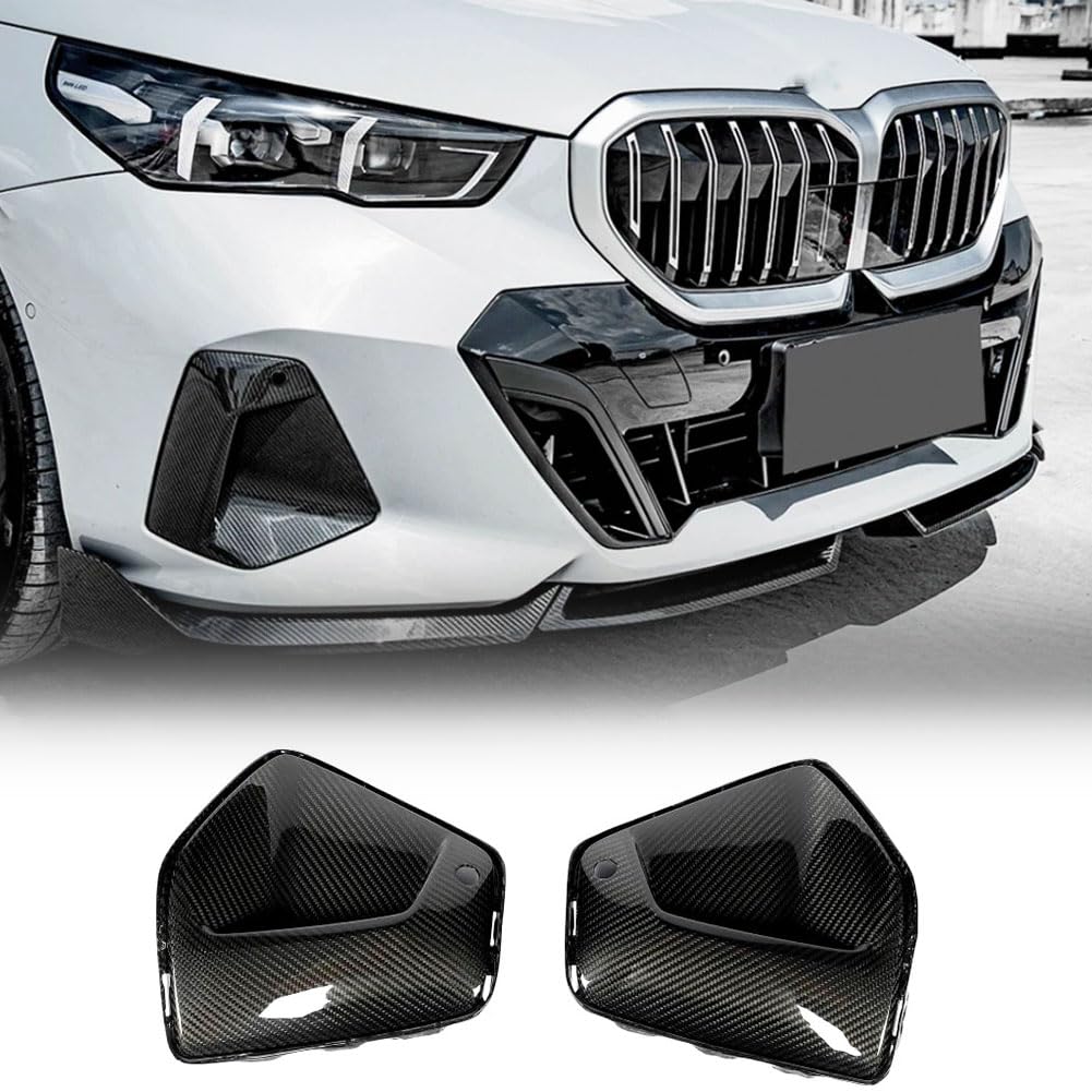Dry Carbon Fiber Front Bumper Air Intake Vent Covers Compatible with BMW 5-Series I5 G60 530i 540i 2023-2025 Front Duct Trim 