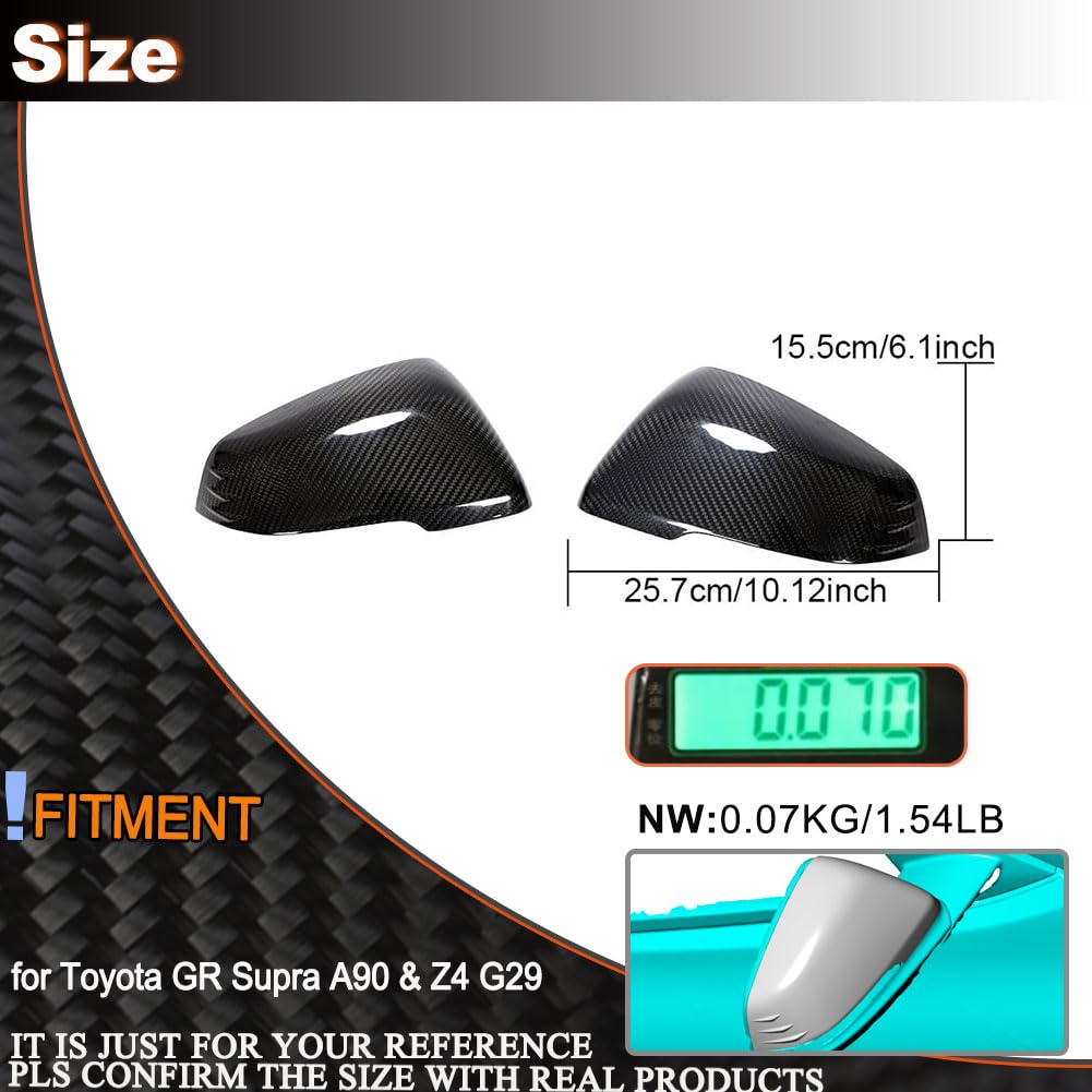 Carbon Fiber Mirror Cover Caps Fit for Toyota Supra 2018-2020 for BMW X1 F48 2016-2019 Z4 G29 2018-2020 dd on Style Side Rear