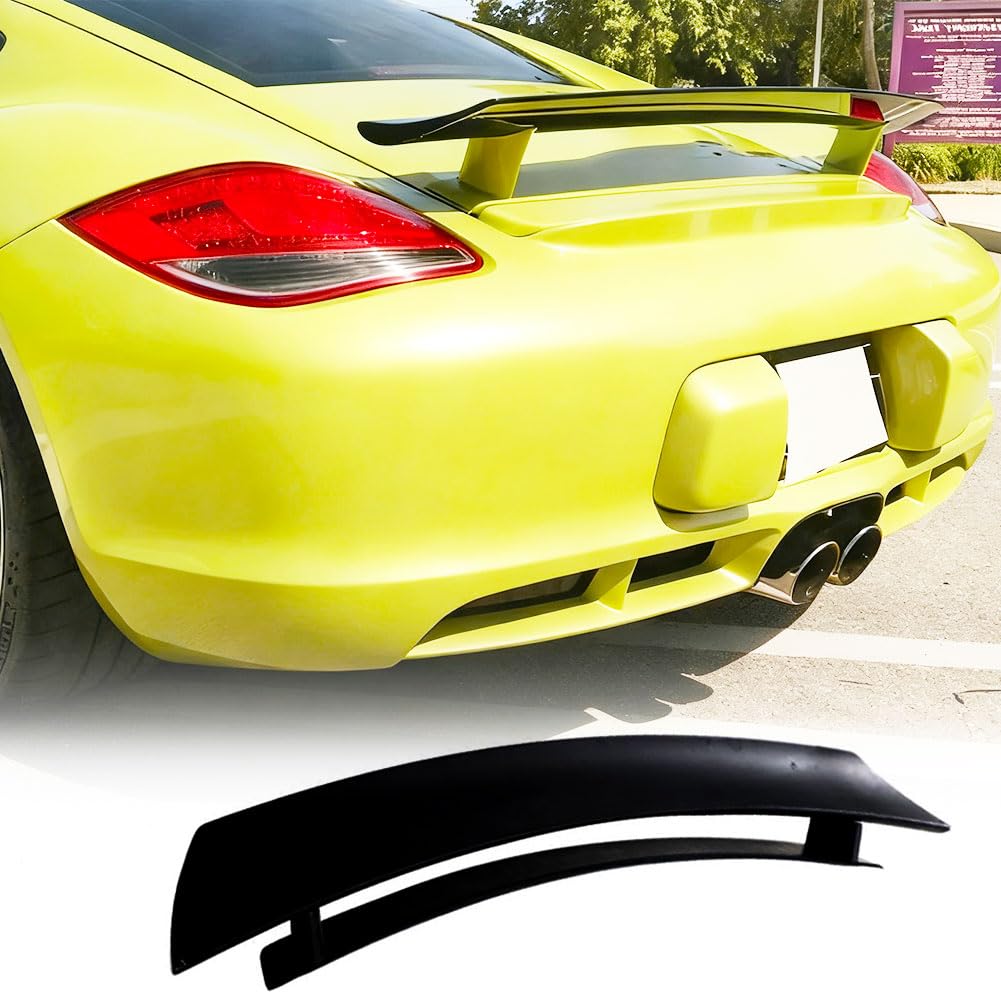 Glossy Black Rear Trunk Spoiler Compatible with Porsche 987 Cayman Base S Coupe 2-Door 2005-2012 FRP Auto Car Rear Boot Lid H