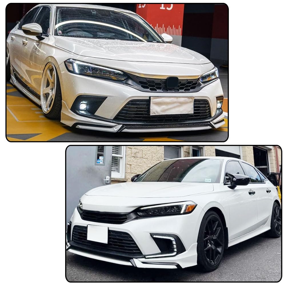 Front Lip Spoiler for Honda Civic 11th Sedan Hatch 2022-2024 White Pearl | 2022 2023 2024 Lower Chin Bumper Spoiler Splitter 