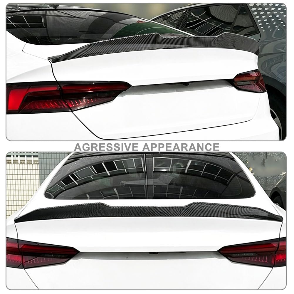 Carbon Look Trunk Spoiler for Audi A5 F5 Sportback 4-Door 2017-2024 | PSM-Style Rear Lip Wing ABS With Carbon Fiber Pattern E