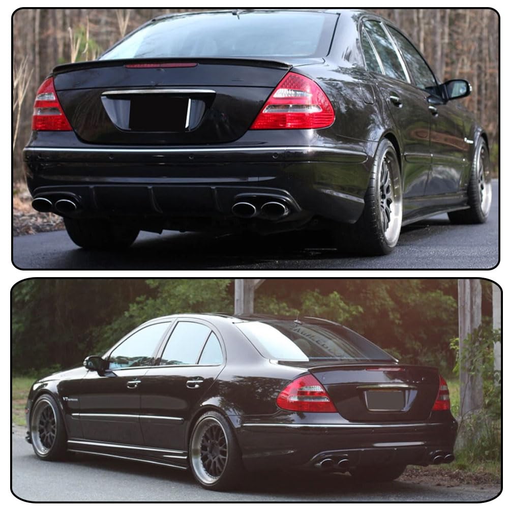Matte Black Rear Diffuser Fits for Mercedes-Benz E-Class W211 E55 AMG Sedan 2002-2006 Fiberglass Rear Lower Bumper Lip Spoile