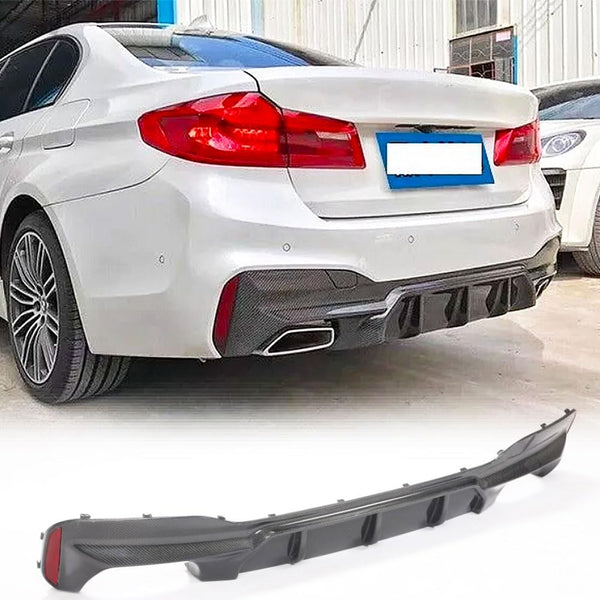 Carbon Fiber Rear Diffuser for BMW 5 Series G30 G38 M Sport 2018-2023 520i 530i 540i M Packet Auto Upper Bumper Lip Spoiler B
