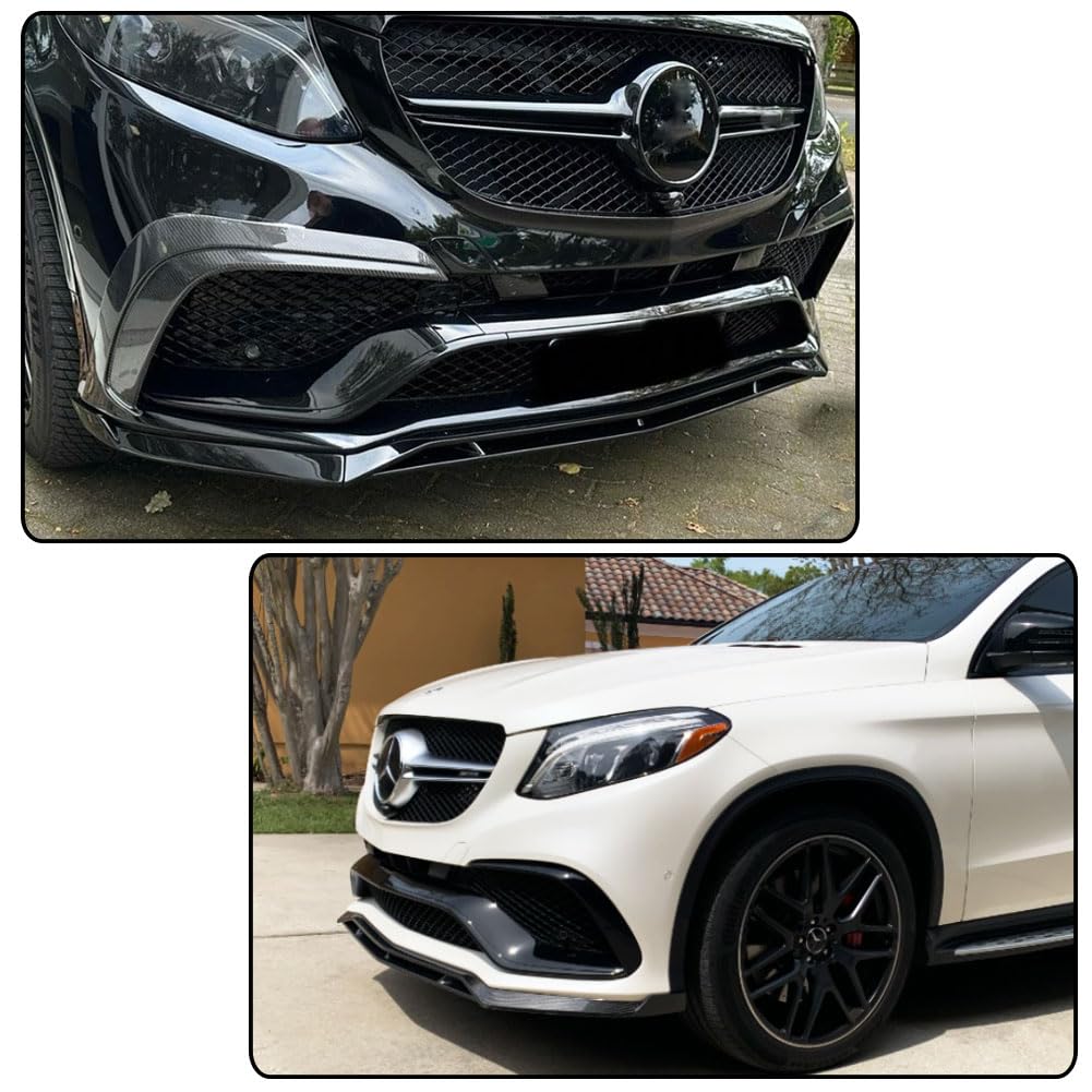 Gloss Black Front Bumper Lip for Benz GLE63 AMG 2015-2018 | MCARCAR KIT For Mercedes Fiberglass AMG Sport Utility Front Chin 