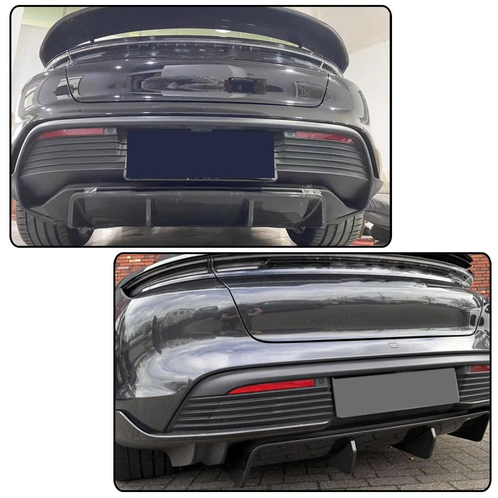 Dry Carbon Fiber Rear Diffuser Compatible with Porsche Taycan 4S Base Sedan 4-Door 2019-2024 Auto Rear Lower Bumper Lip Spoil