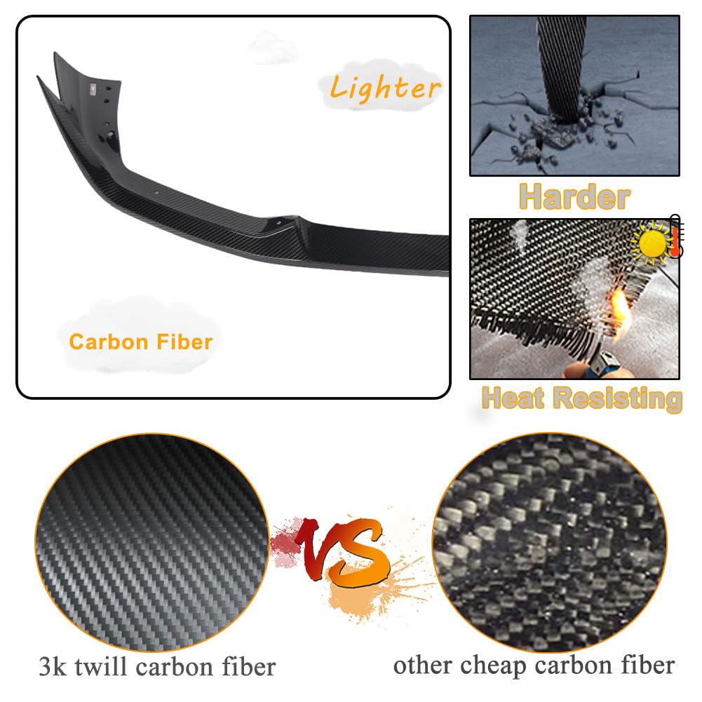 Dry Carbon Fiber Front Lip Compatible with BMW X6M F96 2020-2022 Front Bumper Lip Chin Spoiler Splitters Protector Body Kits 