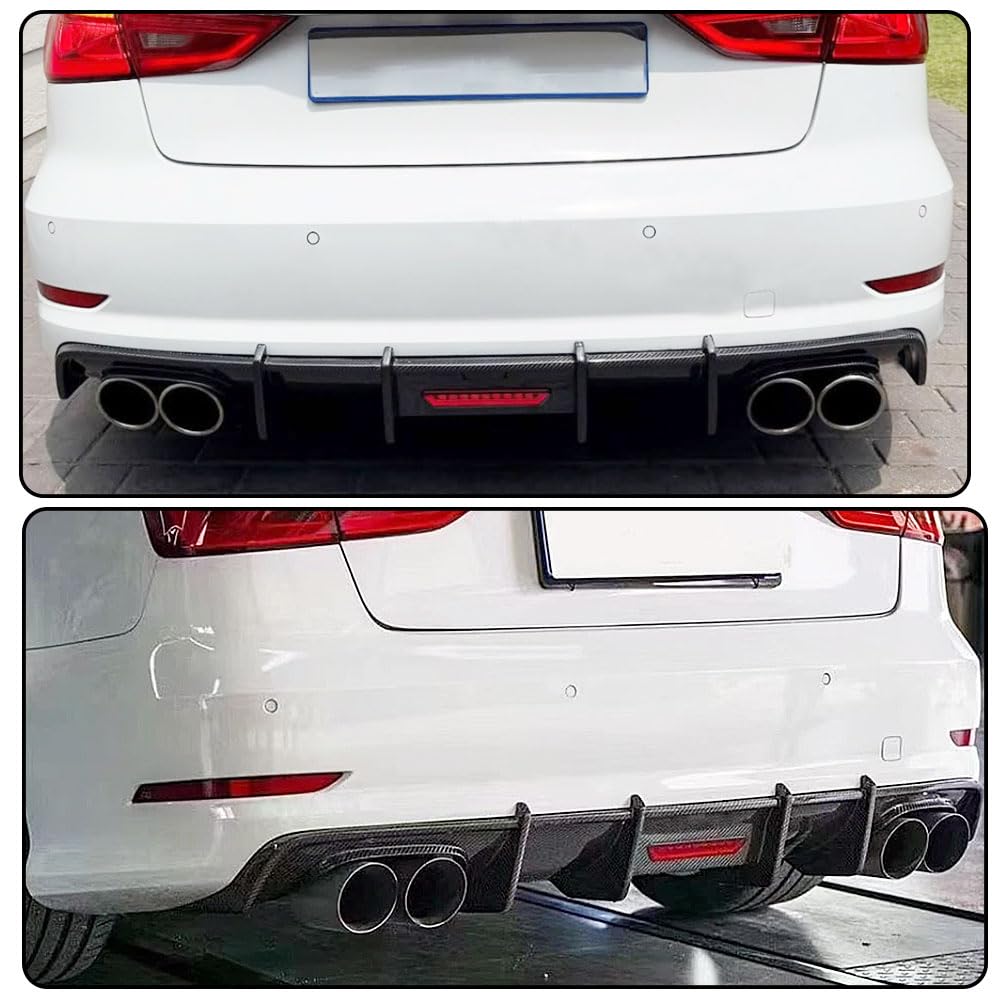 S3 Carbon Fiber Rear Diffuser Compatible with Audi A3 Sline S3 Sedan 2013-2016 Lower Bumper Lip Spoiler Body Kit Factory Outl