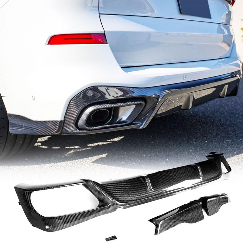 Real Carbon Fiber Rear Bumper Diffuser Fits for BMW X5 G05 M Sport LCI 2023-2025 Lower Bumper Lip Spoiler Body Kit Factory Ou
