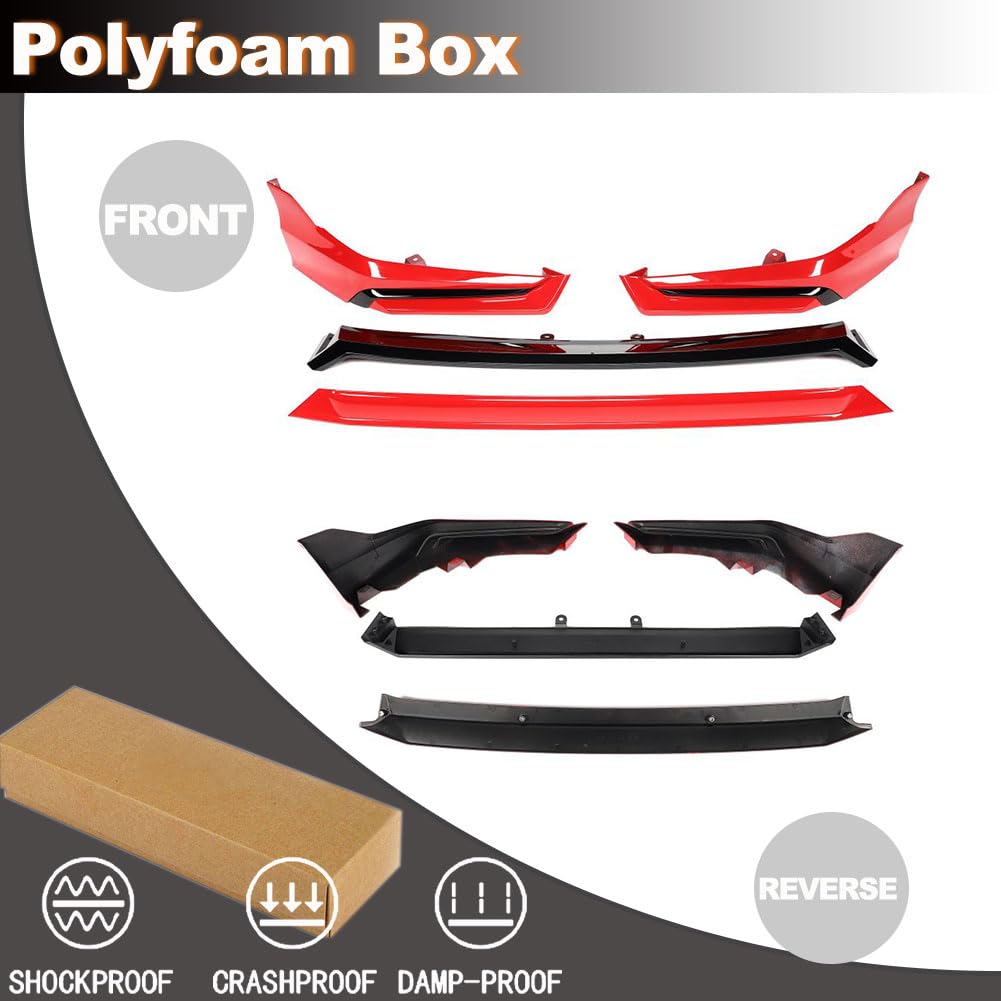 ABS Front Lip Spoiler for Honda Civic Sedan &Hatchback 2022-2024 Rallye Red | Lower Chin Bumper Spoiler Splitter Protection A