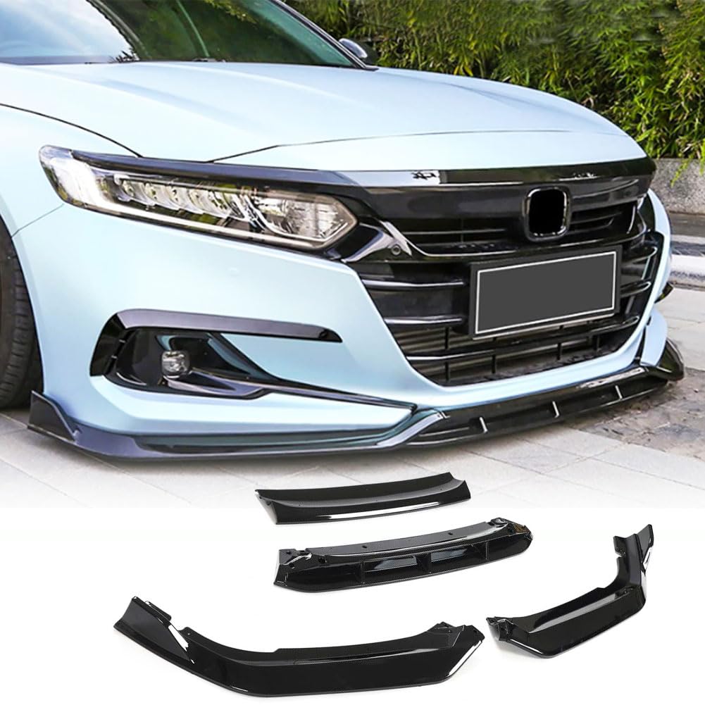 Gloss Black Front Lip Spoiler Compatible with Honda Accord 2021 2022 ABS Front Lip Splitter Air Dam Bumper Protection Spoiler