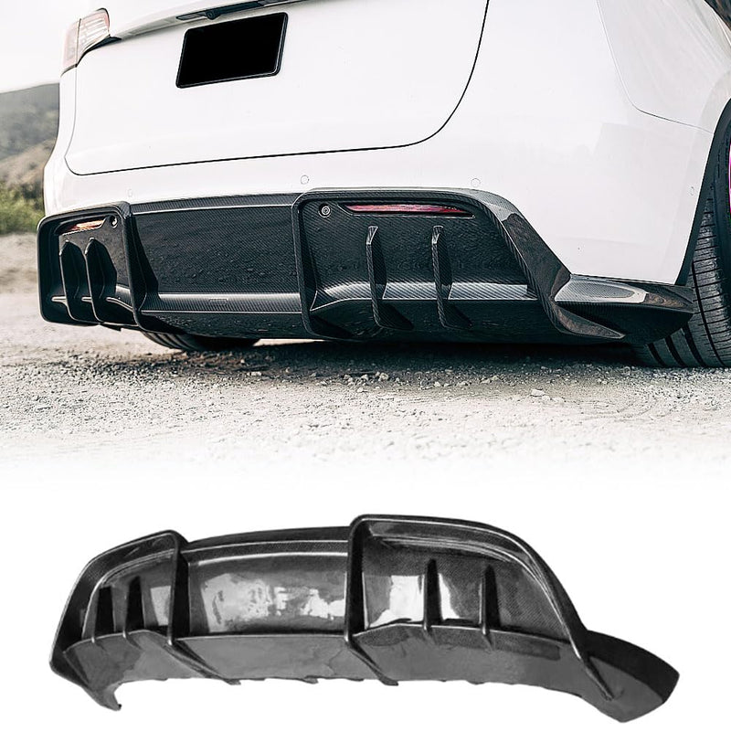 Carbon Fiber Rear Diffuser for Tesla Model Y 2019-2024 Sport Utility 4-Door Auto Rear Lower Bumper Lip Spoiler Body Kit
