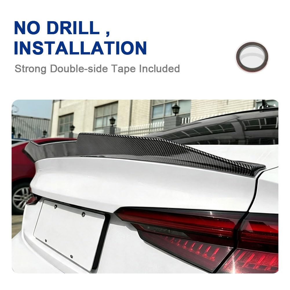Carbon Look Trunk Spoiler for Audi A5 F5 Sportback 4-Door 2017-2024 | PSM-Style Rear Lip Wing ABS With Carbon Fiber Pattern E