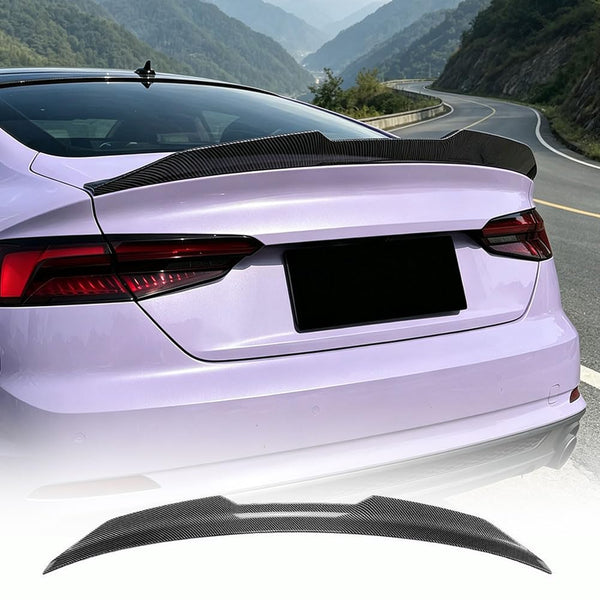 Carbon Look Trunk Spoiler for Audi A5 F5 Sportback 4-Door 2017-2024 | PSM-Style Rear Lip Wing ABS With Carbon Fiber Pattern E