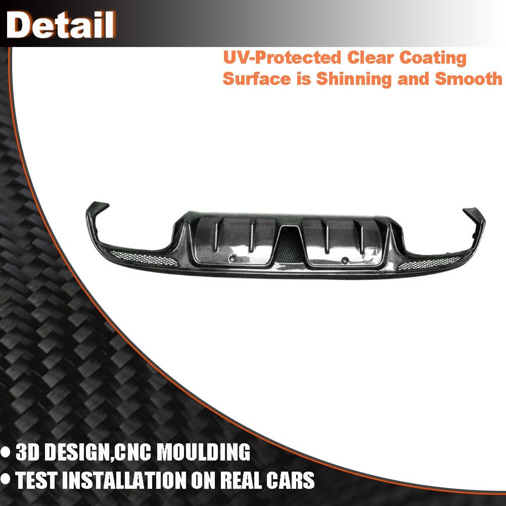 Carbon Fiber Rear Diffuser Compatible with Mercedes Benz C Class W205 C300 C350 C400 C63 AMG Sedan 2015-2021 Under Bumper Chi
