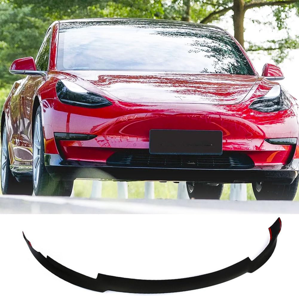 Gloss Black Front Bumper Lip Compatible with Tesla Model 3 Sedan 2016-2023 Fiberglass Chin Spoiler Lip Splitter Protector Air