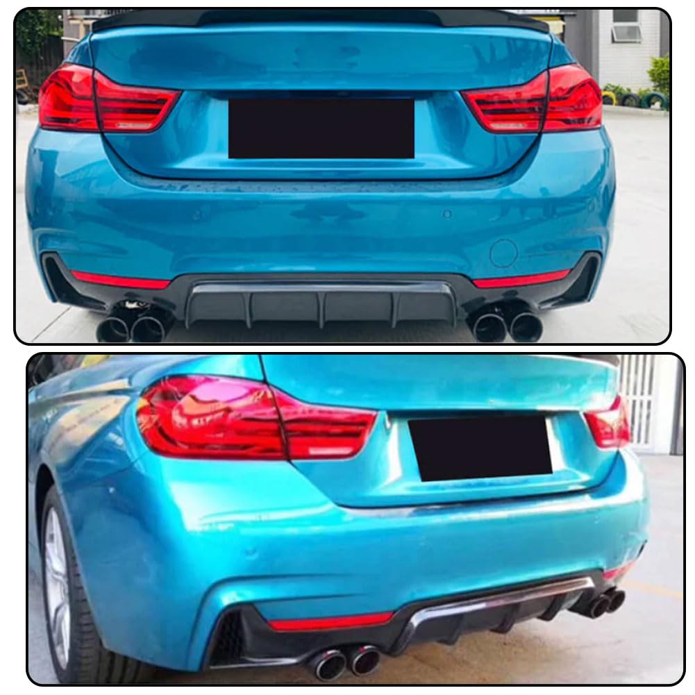 Gloss Black Rear Diffuser Compatible with BMW F32 F33 F36 M Sport 2014-2020 Glossy Black Rear Quad Diffuser Lower Bumper Lip 