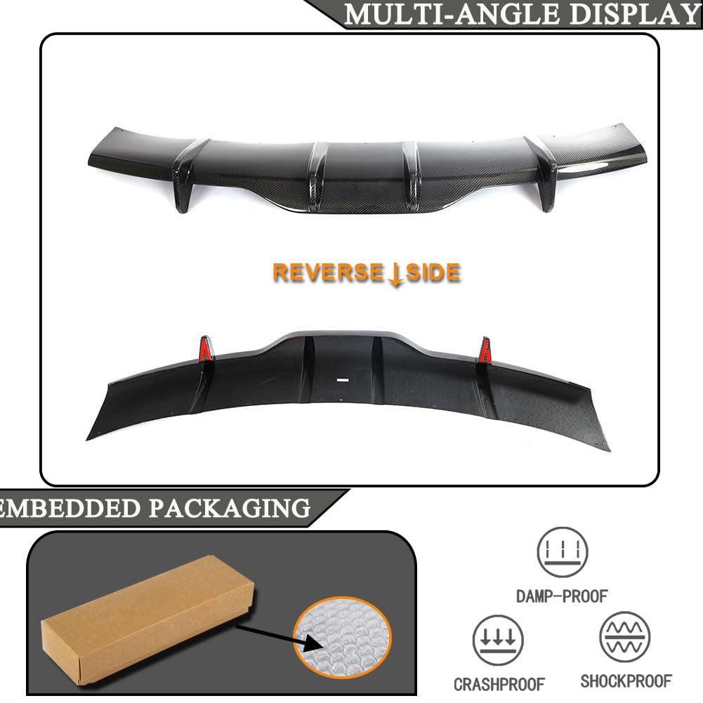 Carbon Fiber Rear Diffuser Fits for Tesla Model S Plaid 2021-2024 Sedan 4 Door Air Dam Lower Bumper Lip Spoiler Valance Prote