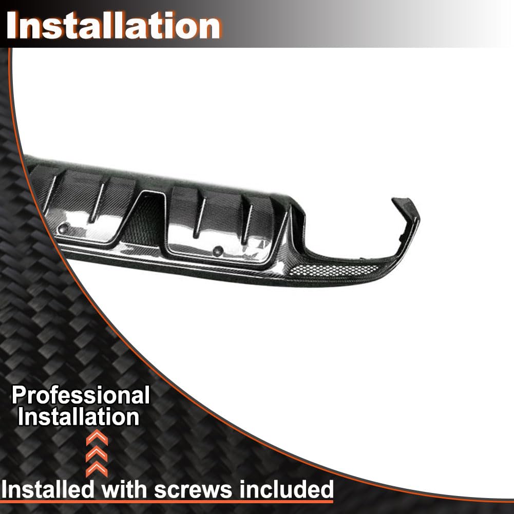 Carbon Fiber Rear Diffuser Compatible with Mercedes Benz C Class W205 C300 C350 C400 C63 AMG Sedan 2015-2021 Under Bumper Chi
