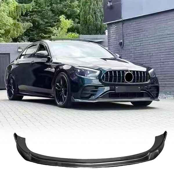 Front Bumper Lip Splitter Spoiler Compatible with Mercedes Benz E-Class W213 Sport 4-Door 2021-2024 Real Carbon Fiber Air Chi