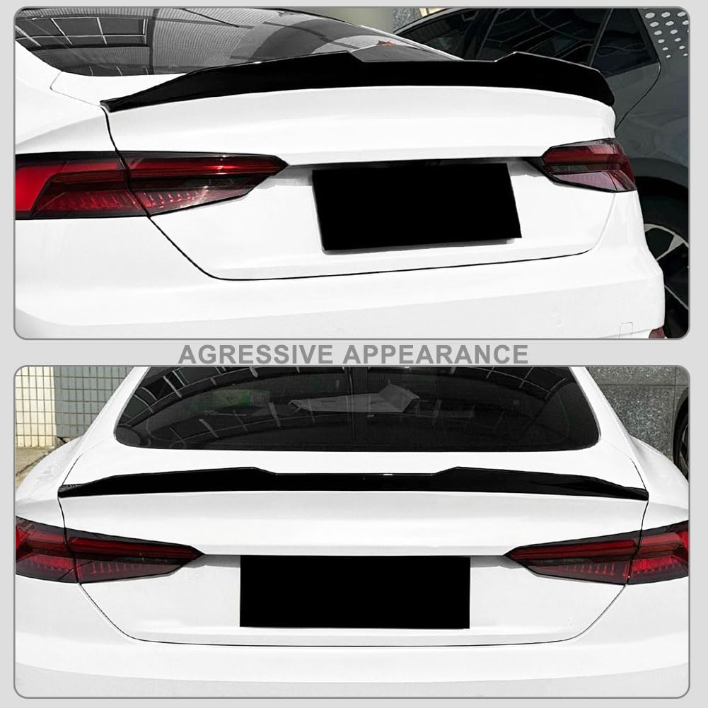 PSM Style ABS Rear Trunk Spoiler for Audi A5 F5 4-Door Sportback 2017-2024 | Gloss Black ABS Rear Lip Wing Direct Stick On Ex