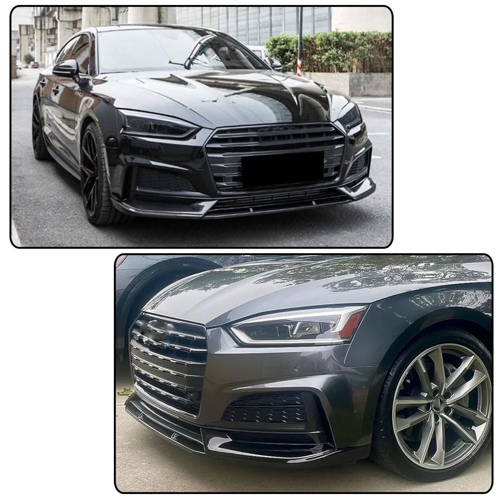 S5 Gloss Black Front Bumper Lip for Audi A5-Sline S5 A5-Sline 2017-2019 | Front Bumper Lip Chin Splitter Auto Parts Anti-Coll