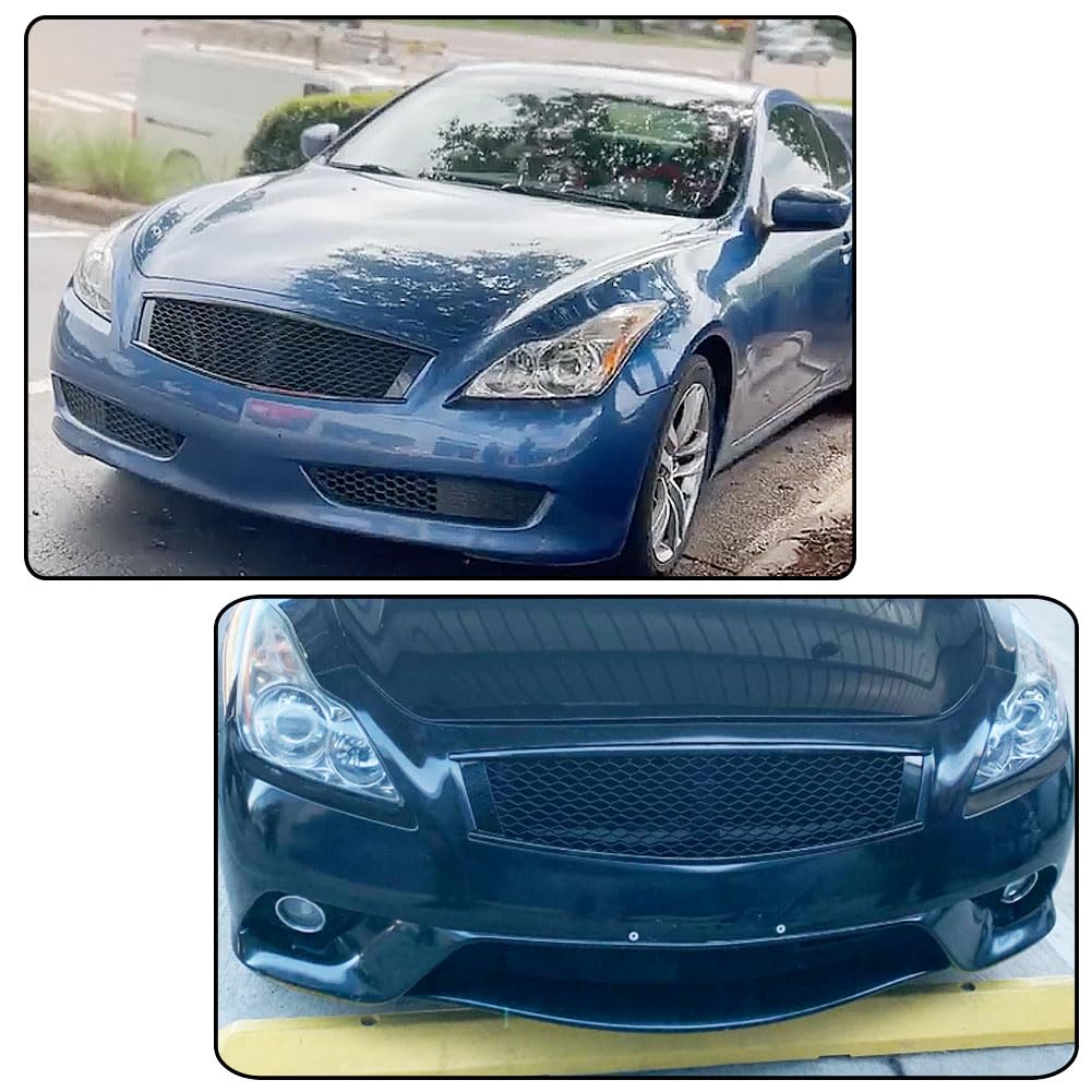 MCARCAR KITGloss Black Front Hood Grill Grille Cover Compatible with Infiniti G37 2008-2013 Coupe 2Door Replacement Conversio