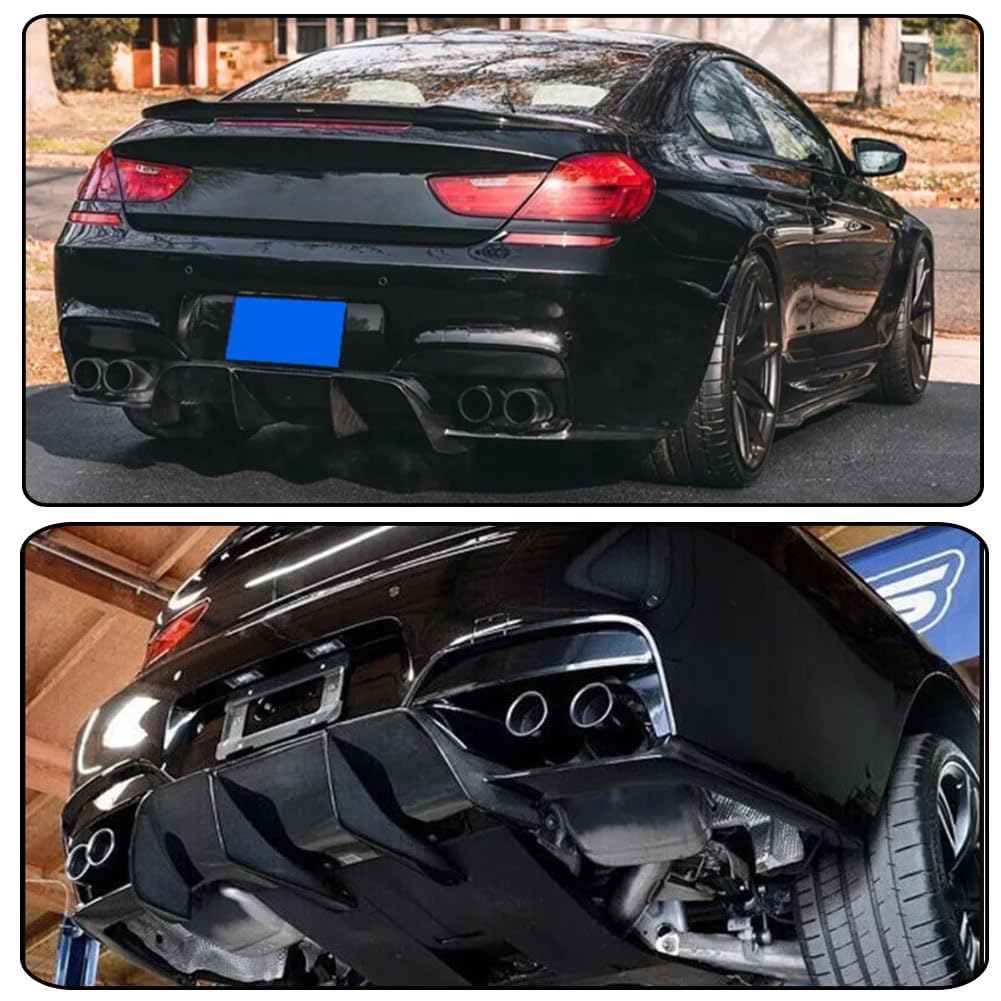 Carbon Fiber Rear Diffuser Compatible with BMW 6 Series F06 F12 F13 M6 2Door 4Door 2013-2018 Lower Bumper Lip Spoiler Body Ki