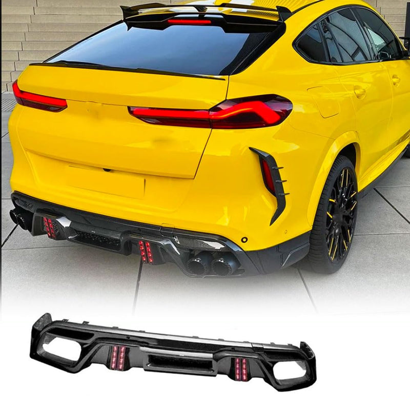 Carbon Fiber Rear Bumper Diffuser for BMW X6M F96 Sport Utility 4-Door 2020-2024 Lower Bumper Lip Diffuser Body Kit Factory O