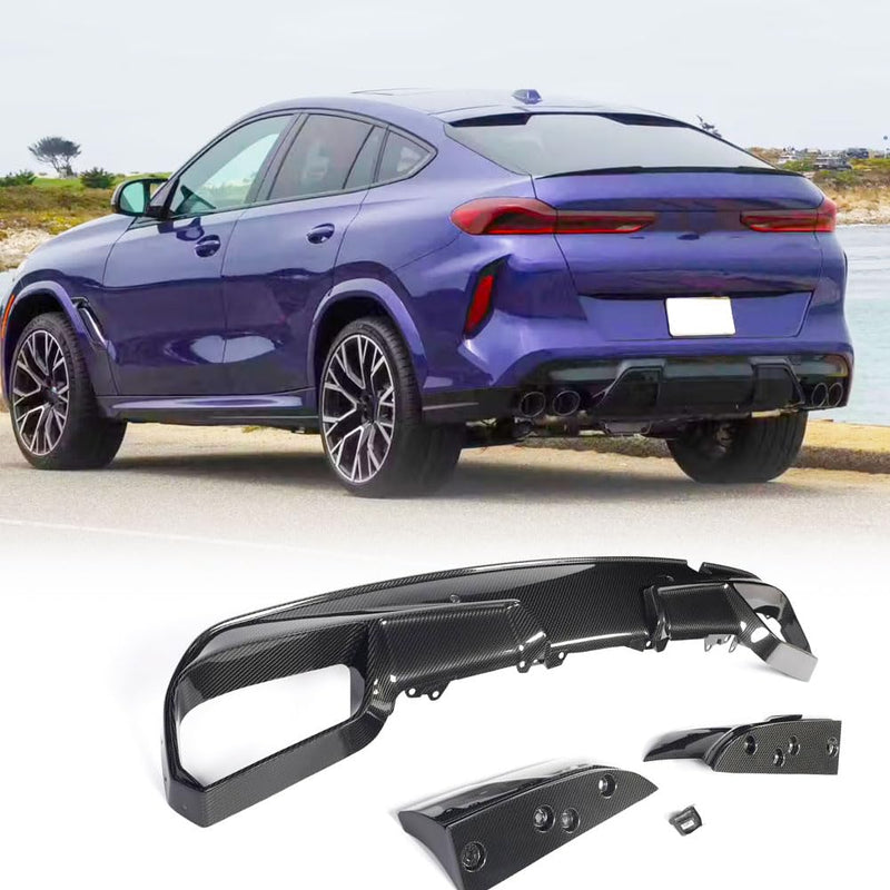 Carbon Fiber Rear Bumper Diffuser Compatible with BMW X6M F96 2023-2024 Lower Bumper Lip Diffuser Body Kit Factory Outlet