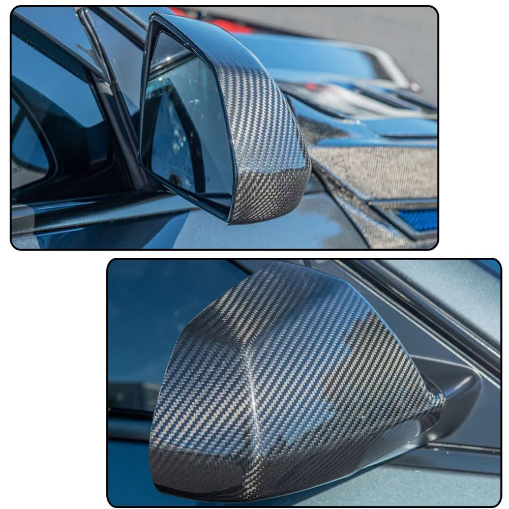 Real Carbon Fiber Mirror Cover Caps Compatible with Cadillac CTS Non-V Coupe 2009-2013 Side Wing Mirror Caps Add on Aftermark