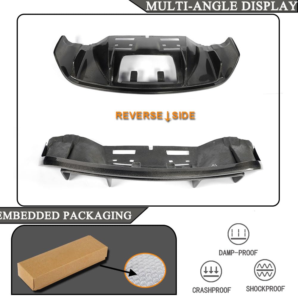 Carbon Fiber Rear Diffuser Compatible with Audi R8 V8 V10 GT Coupe &Convertible 2-Door 2010-2015 Low Bumper Lip Spoiler Light