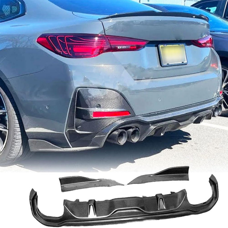 Carbon Fiber Rear Diffuser Compatible with BMW 4 Series G26 430i 440i 2020-2026 Gran Coupe Lower Rear Bumper Diffuser Lip Spo