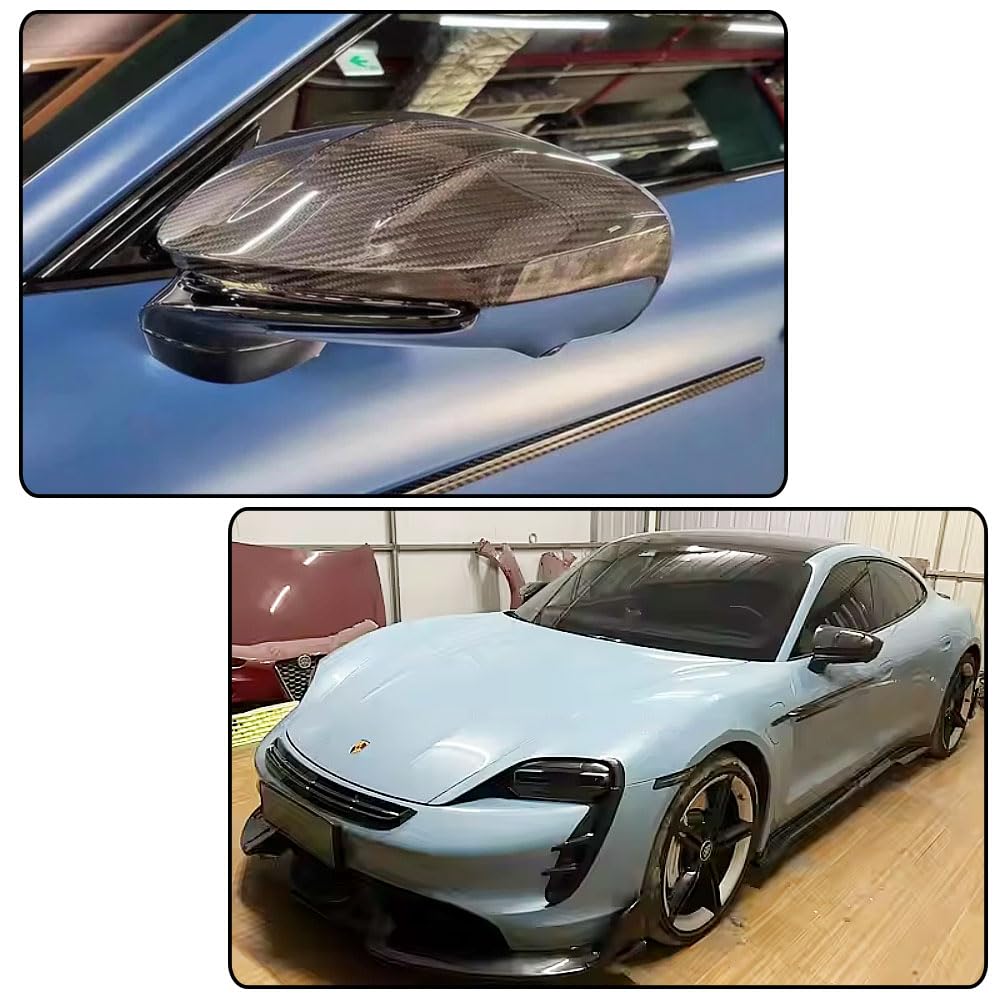 Real Carbon Fiber Mirror Caps for Porsche Taycan 9J1 Turbo S 2019-2024 Add on Style Side Rearview Mirror Cover Caps Exterior 