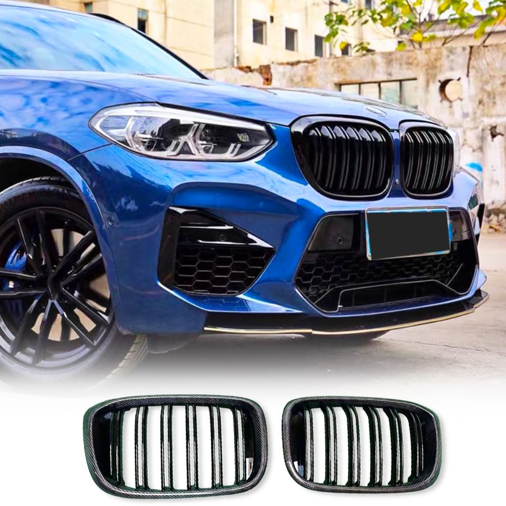 Carbon fiber Front Kidney Grille Racing Grill Compatible with BMW X3 G01 X4 G02 X3M F97X4M F98 2019-2022 Front Hood Grille Co